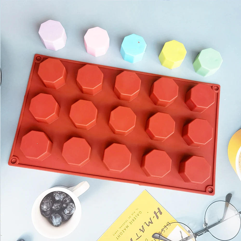 

15 Holes Silicone Cake Mold 8-sided Cylindrical Shape Baking Pastry Chocolate Pudding Mould Biscuit Cake Decorating Mould