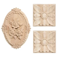 wooden carved onlay applique unpainted carving decal flower door cabinet furniture decoration