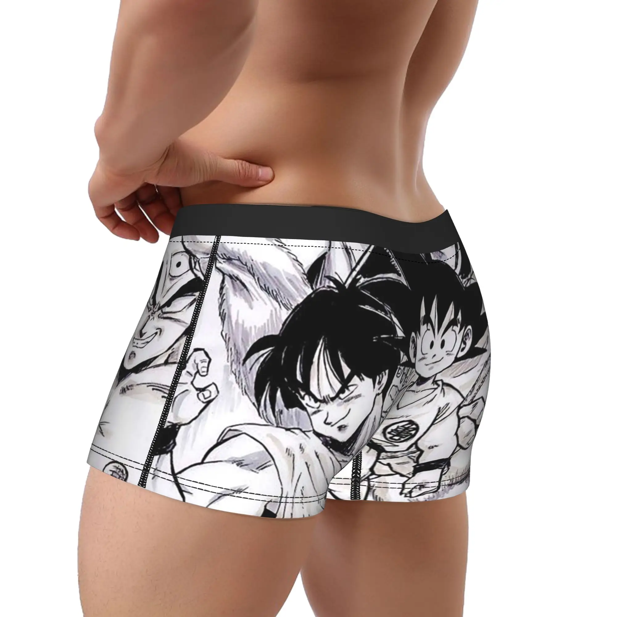 Фото Мужское нижнее белье Goku Mange, японские трусы-боксеры с изображением дракона, аниме, сексуальные дышащие трусы для мужчин, большие размеры №3