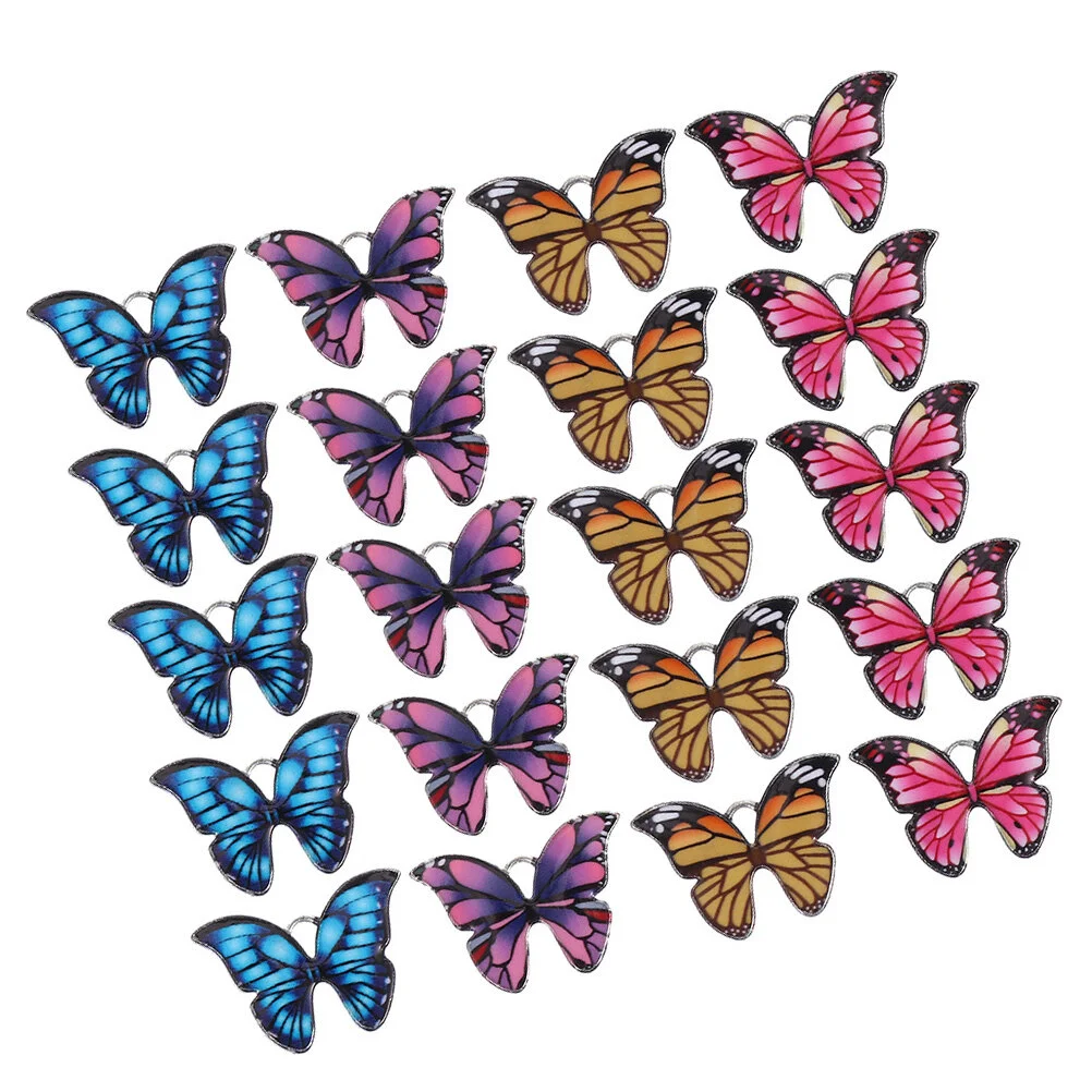 20 Pcs Butterfly Pendant Jewelry Making Pendants Vintage Bracelet Butterflies Charms DIY Retro Earrings Accessories Alloy