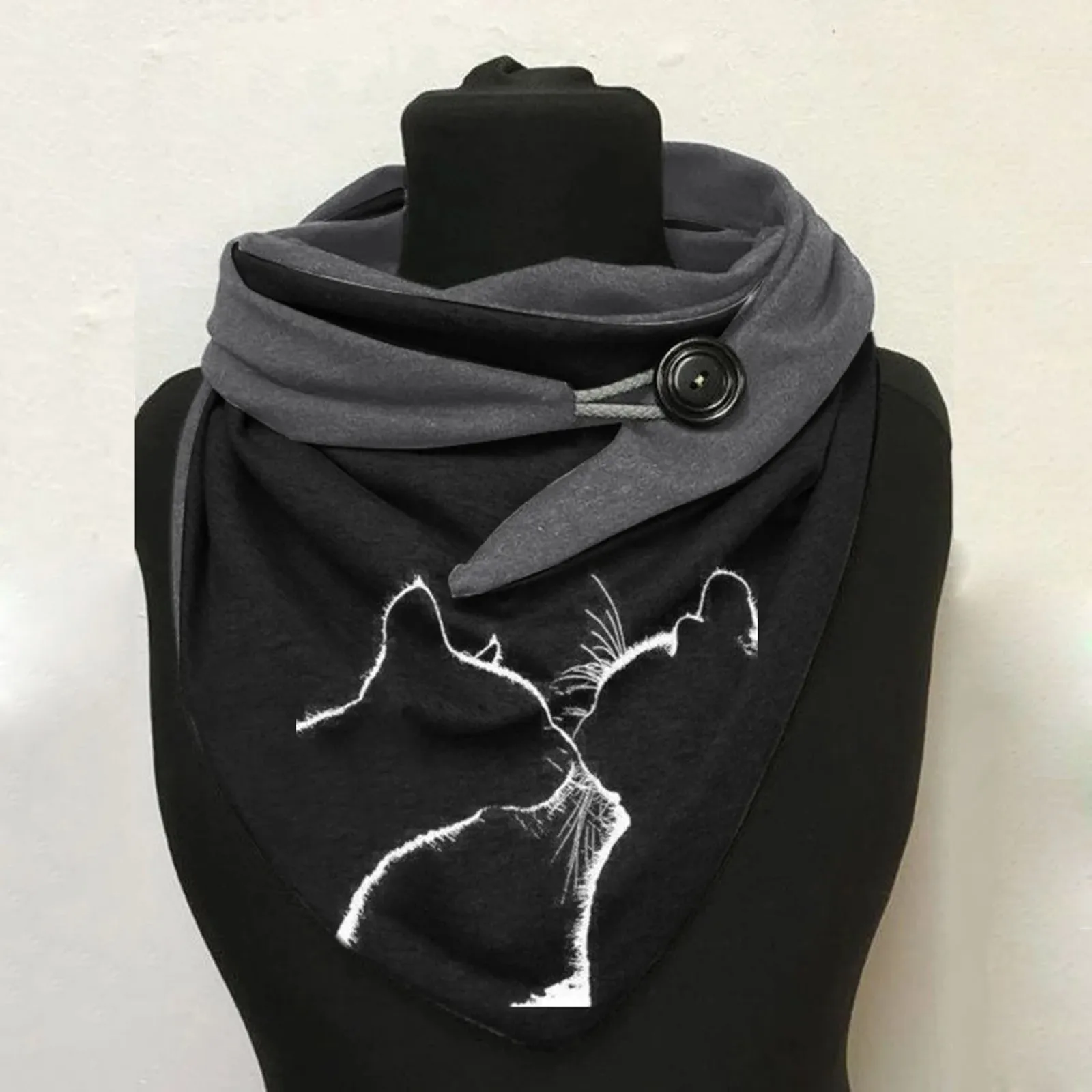 

Симпатичные женские зимние шапки с принтом, модные женские повседневные шарфы, шали на пуговицах, Теплый Женский комплект из шапки и шарфа, шерстяная шаль, шарф