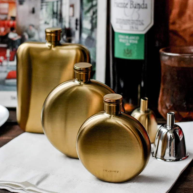 

Gold Portable Hip Flask Outdoor Stainless Steel Camping Vintage Hip Flask Funnel Set Kieliszki Do Wina Kitchen Supplies