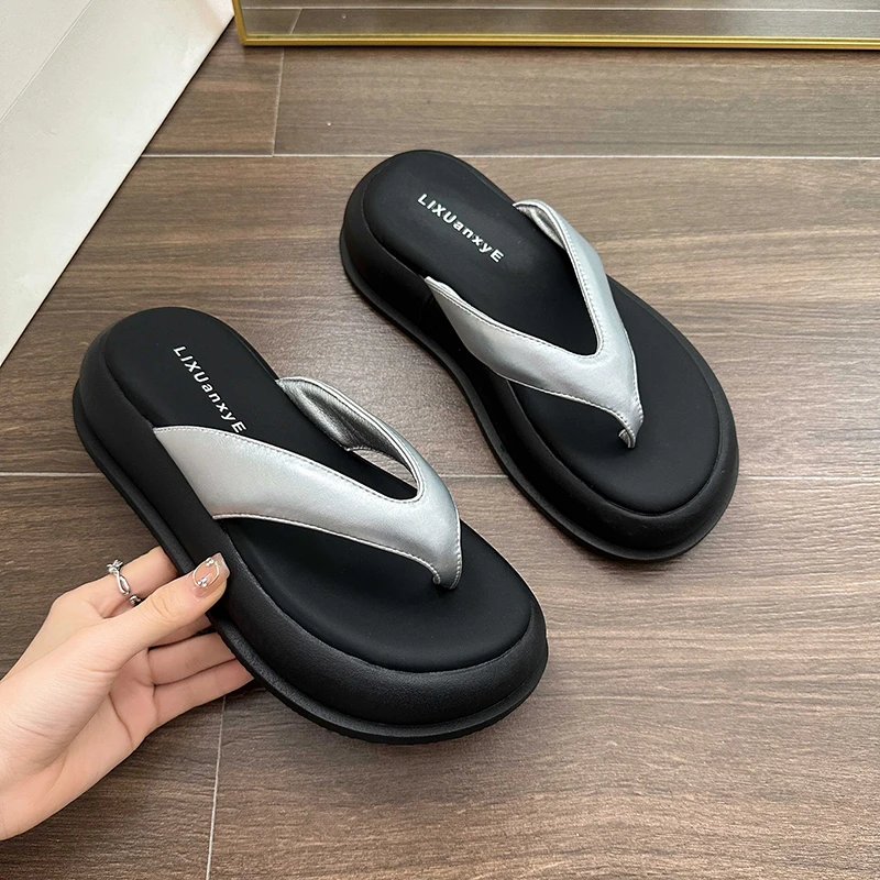 

Шлепанцы женские однотонные, пляжные удобные тапки с открытым носком, плоская подошва, летняя обувь, 2023