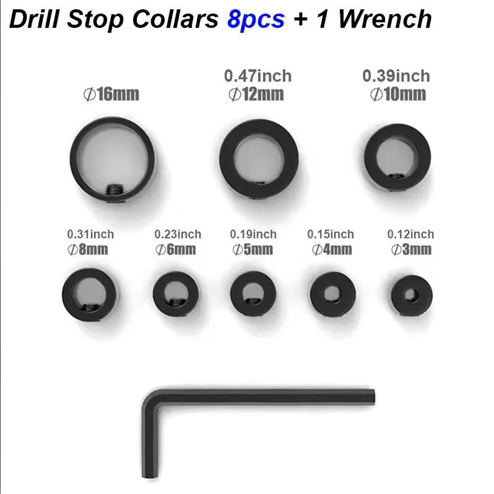 

Набор ограничителей глубины сверла Depth Stop Drill Bit 3-16 мм