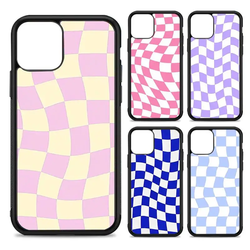 

Color Grid Lattice Phone Case Silicone PC+TPU Case for iPhone 11 12 13 Pro Max 8 7 6 Plus X SE XR Hard Fundas