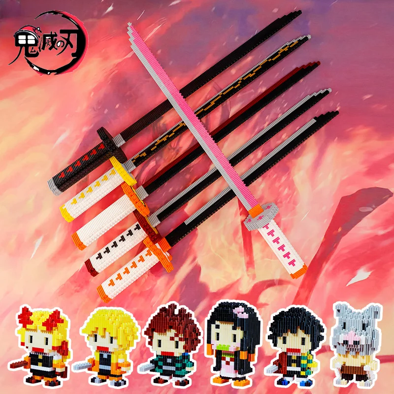 

Demon Slayer Toy Simulation Katana Building Blocks Anime Nichirin Katana Sword Model DIY Weapon Interlocking Toys Kids Gifts