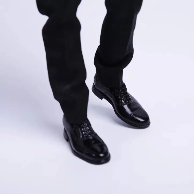 

1/6 Scale Male Round Toe Suit Shoes Model Soldier Solid Leather Shoes Fit 12'' Detachable Feet Action Figure Body Dolls Collect