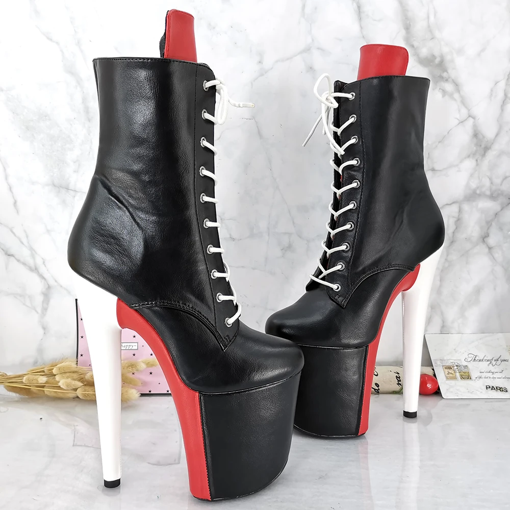 Leecabe  20CM/8inches Colorful Materials covered High Heel platform  closed toe Pole Dance boots