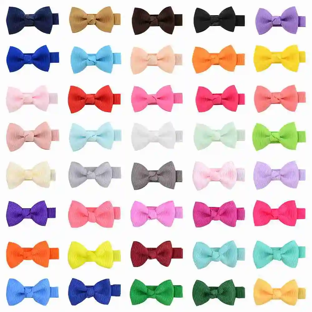

1Pc 2'' Mini Colorful Bows Hair Clips For Kids Girls Ribbon Covered Safety Clip Baby Hairpin Headwear Hair Accessories Wholesale