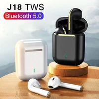 j18 tws air buds wireless bluetooth headphone super pods bass with microphone handsfree change name hifi stereo for sports tws