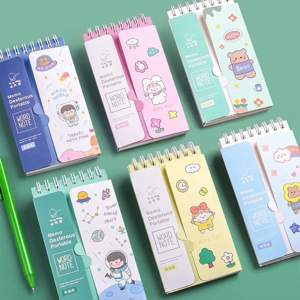

4 Pcs/Set Cartoon Creative Memory Word Book Portable Student Notepad Loose Leaf Coil Book Fashion Stationary Supplies