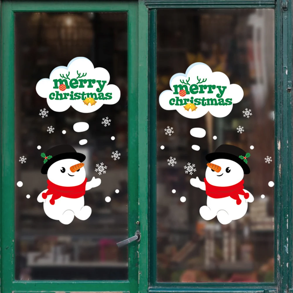 

New Christmas Decoration Window Stickers Santa Gifts Merry Christmas Mirror Sticker Xmas Tree Window Glass Sticker New Year 2023