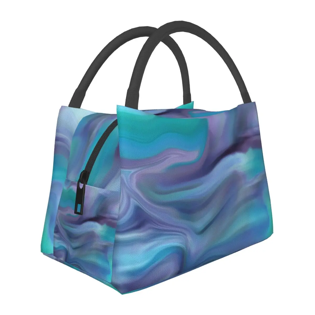 

Retro Brush Print Lunch Bag Abstract Art Portable Lunch Box Travel Print Cooler Bag Casual Waterproof Thermal Tote Handbags