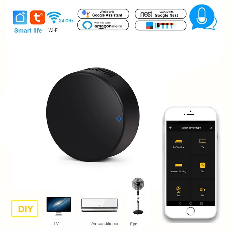 

Tuya IR WiFi Remote Control Smart Universal Infrared Smart Home Control for TV DVD AUD AC Works With Alexa Google Home Alice