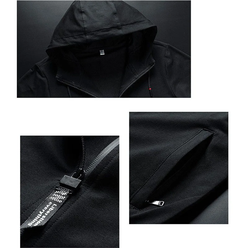 Man Hoodies Sets Two Pieces Sweatshirts + Pants Cardigan Tops Solid Color Autumn Winter Warm Clothes Male Casual Tracksuit Sets