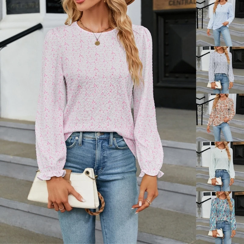 

Vintage Floral T-shirt Long Sleeve Shirts Square Neck Great for Any Occasion