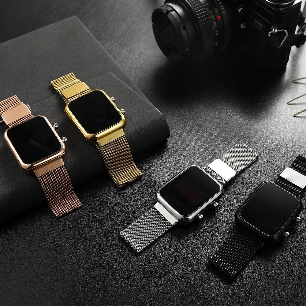 

Часы мужские прямоугольные цифровые, спортивные модные светодиодные электронные Роскошные из нержавеющей стали с большим циферблатом