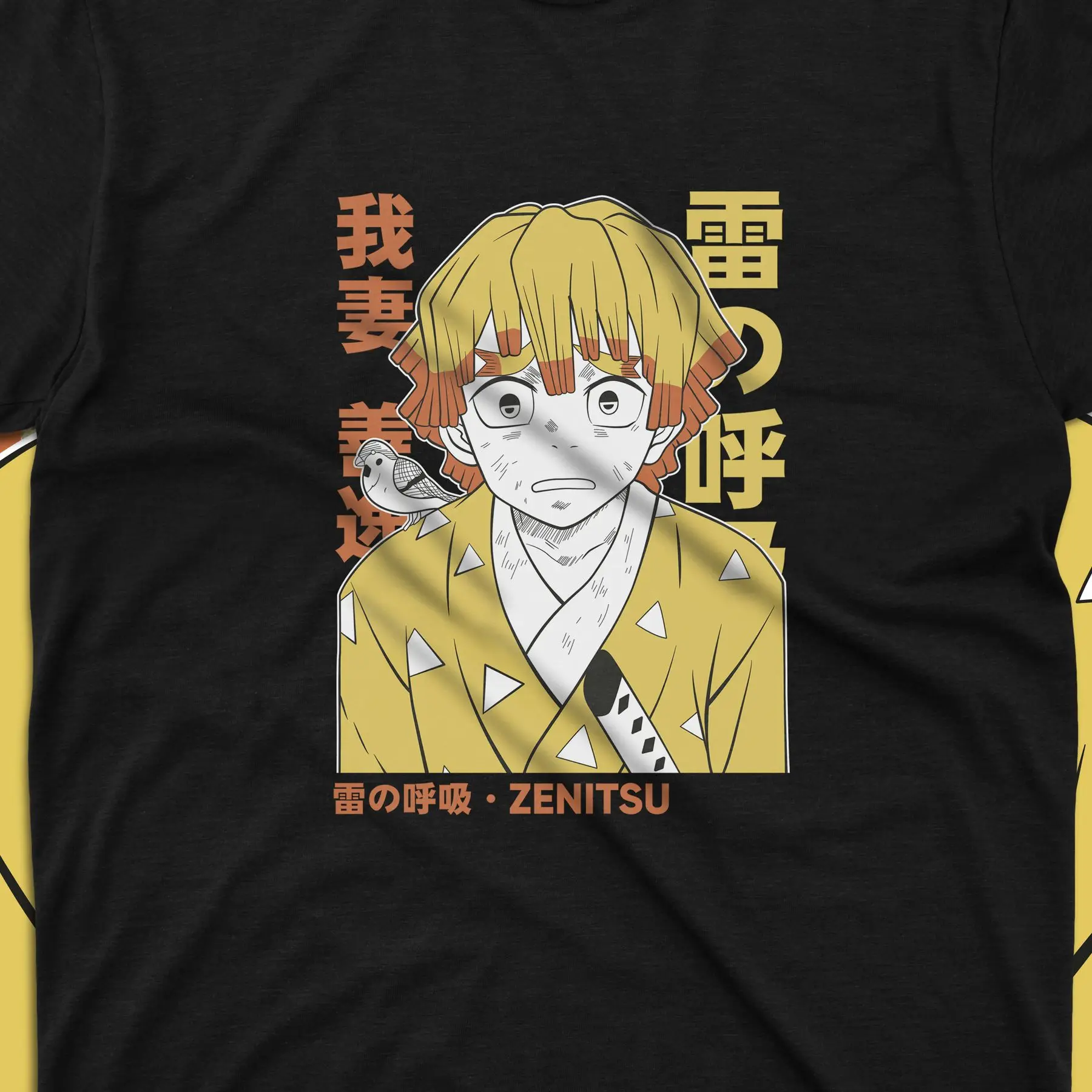 Футболка с рисунком демона и лезвием-Принт Zenitsu 2