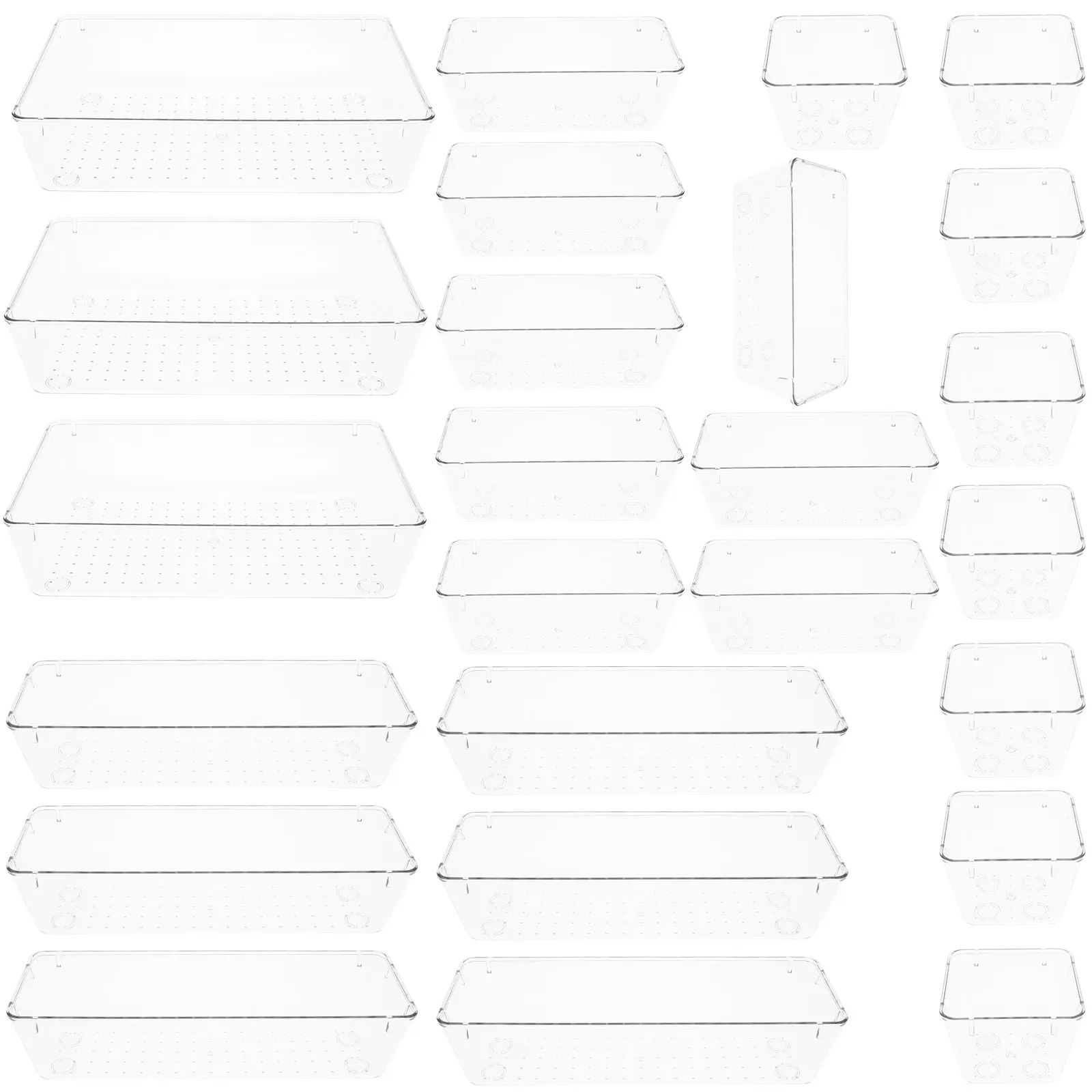 

Прозрачные ящики-органайзеры, 25 шт., 4 размера