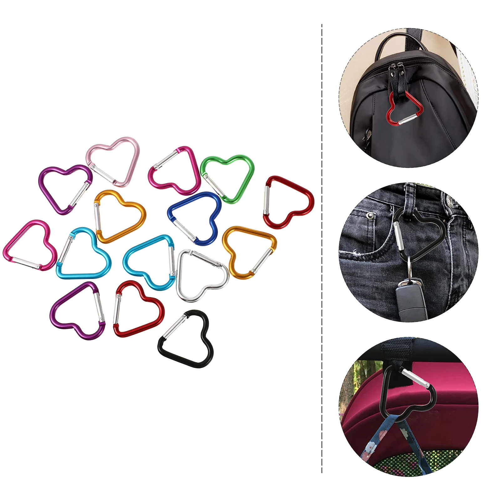 

15pcs Carabiner Clip Heart Shape Key Chain Clip Hook Key Hook Clip Replacement