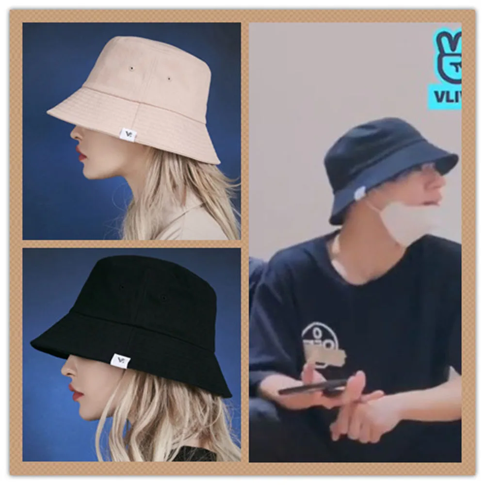

KPOP JENO Same Style VZAR Embroidered Logo Fisherman Hat Unisex Cotton Casual Bucket Hat Breathable Sunscreen Cap Fans Gifts
