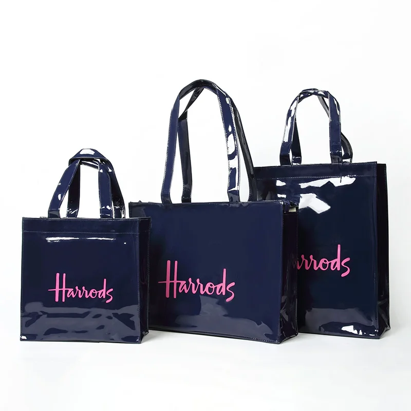 

Fashion Reusable London Style PVC Eco Friendly Shopping Bag Women's Bag Signature Shopper Bag Waterproof Handbag Shoulder Bag