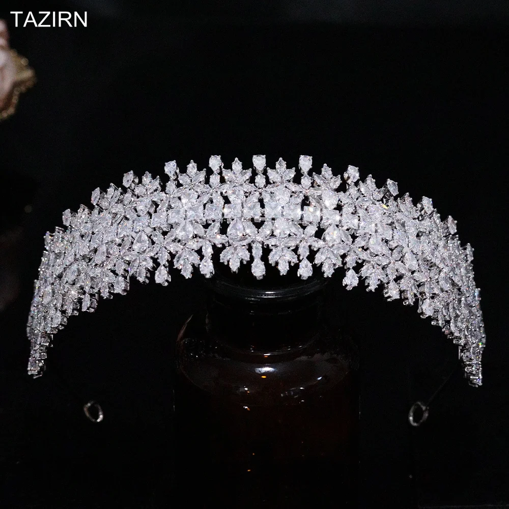 Женская свадебная диадема с фианитами TAZIRN искусственным цирконием свадебное