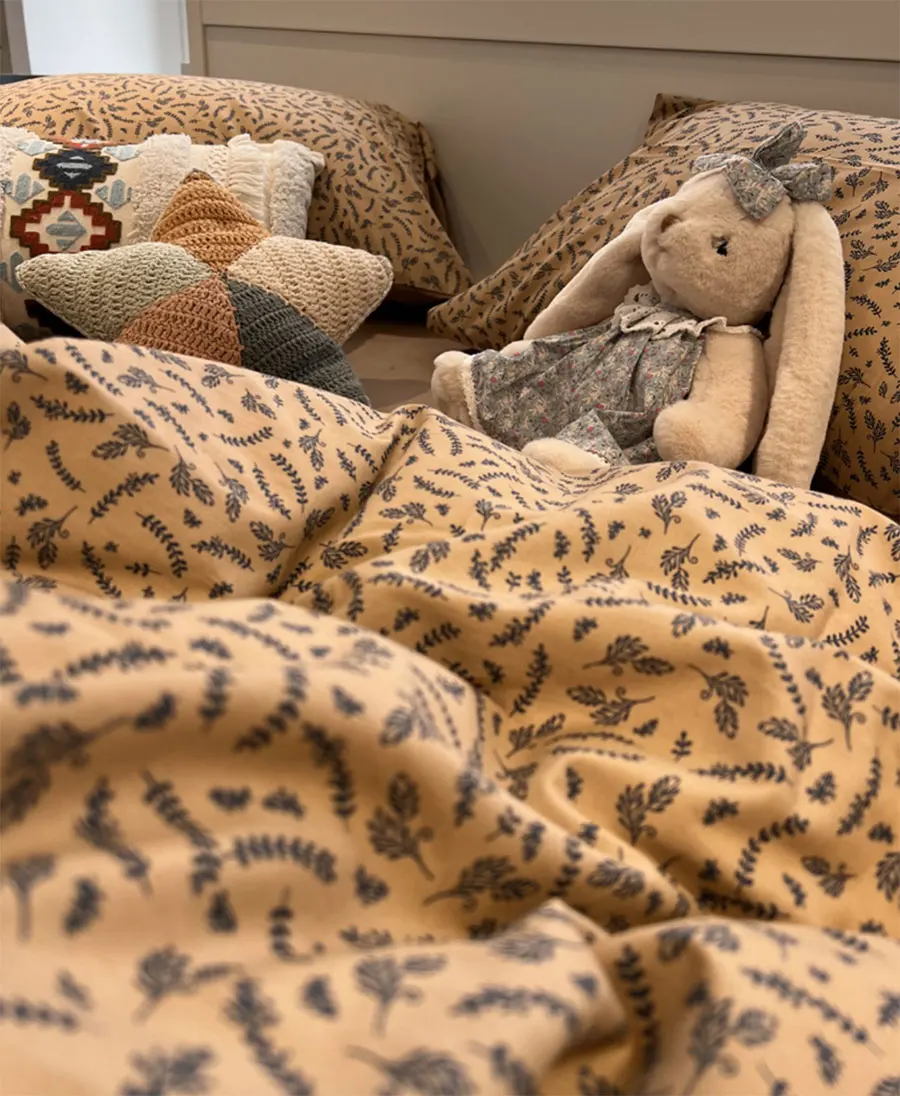 

Модный пасторальный Комплект постельного белья Карамель с листьями для девушек, современный хлопковый домашний текстиль, простыня, подушка, чехол, пододеяльник