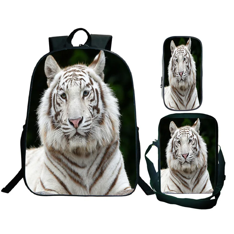 

3D Printed Animal Wolf Tiger Backpacks Satchel Pencil Case 3pcs/set Student School Bags Casual Knapsack Kindergarten Mochila