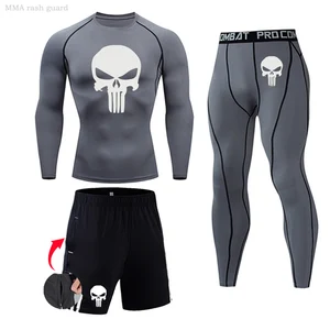 Брендовая одежда, новинка 2022, 3 предмета, мужской костюм, MMA тактика, футболка, Рашгард, мужское компрессионное нижнее белье, спортивный костюм, спортивные Леггинсы для мужчин