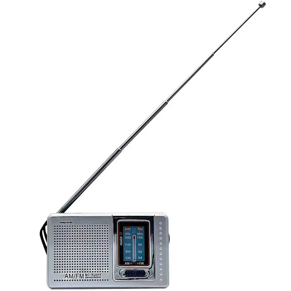 Портативное карманное радио серебристый двухдиапазонный FM AM с разъемом Mini Jack 3 5