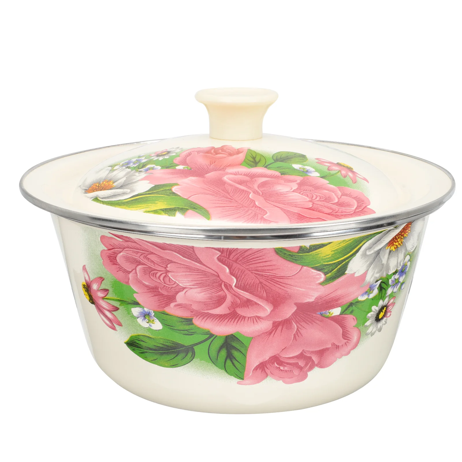 

Multi-purpose Enamel Basin Retro Style Basin with Lid Kitchen Egg Mixing Bowl