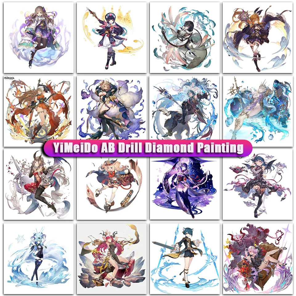 

YIMEIDO 5D AB алмазная живопись аниме для детей Genshin Impact DIY Алмазная мозаика мультфильм Стразы вышивка домашний декор