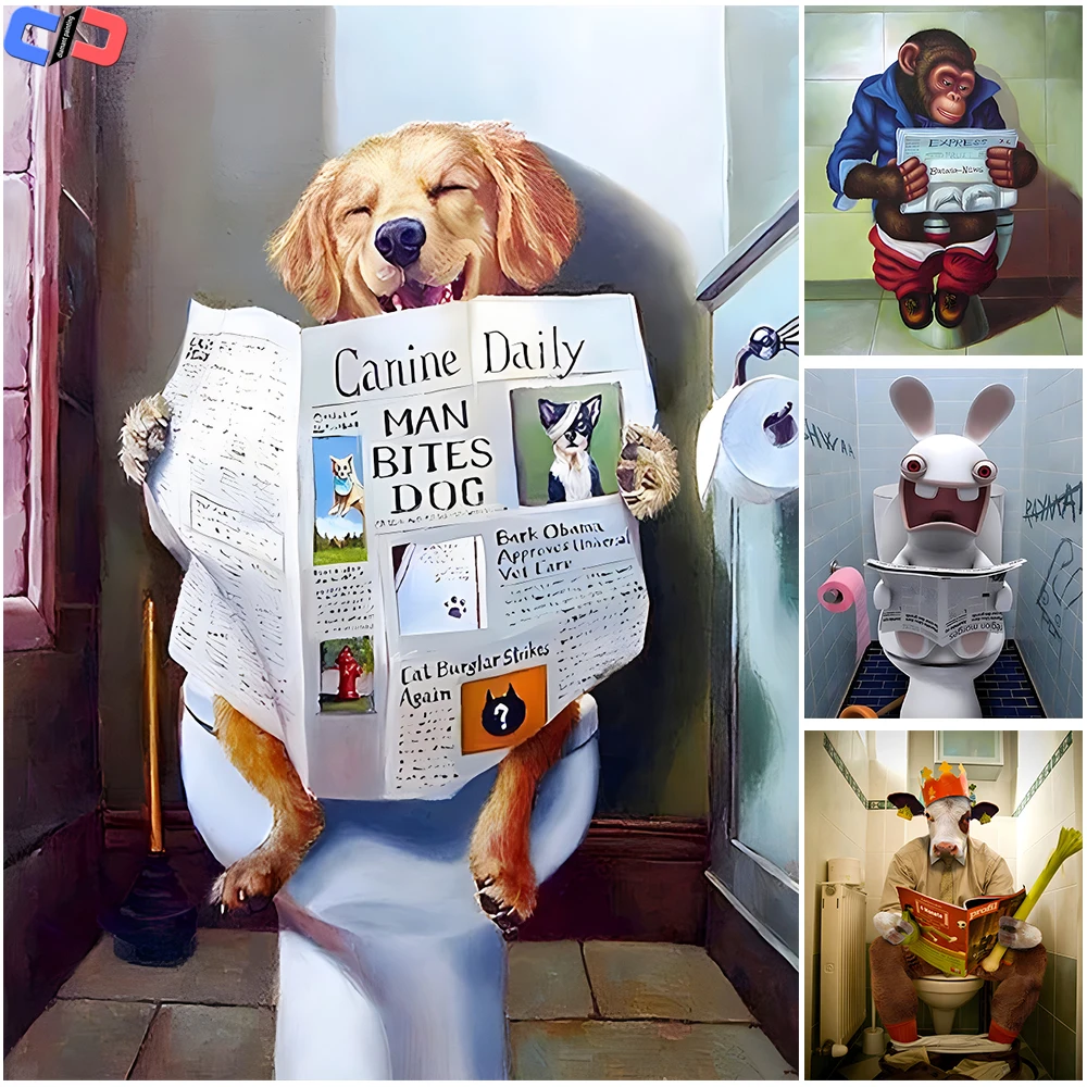 Полностью новая алмазная живопись собака туалет Набор для вышивки крестом