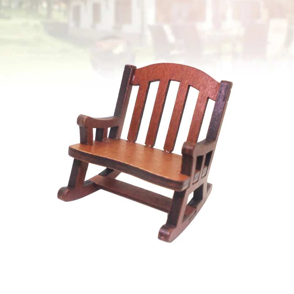 

Chair Mini Furniturewooden House Model Miniature Rocking Accessoriesdecorative 12 Dining Table Set Ornament Accessory Kits