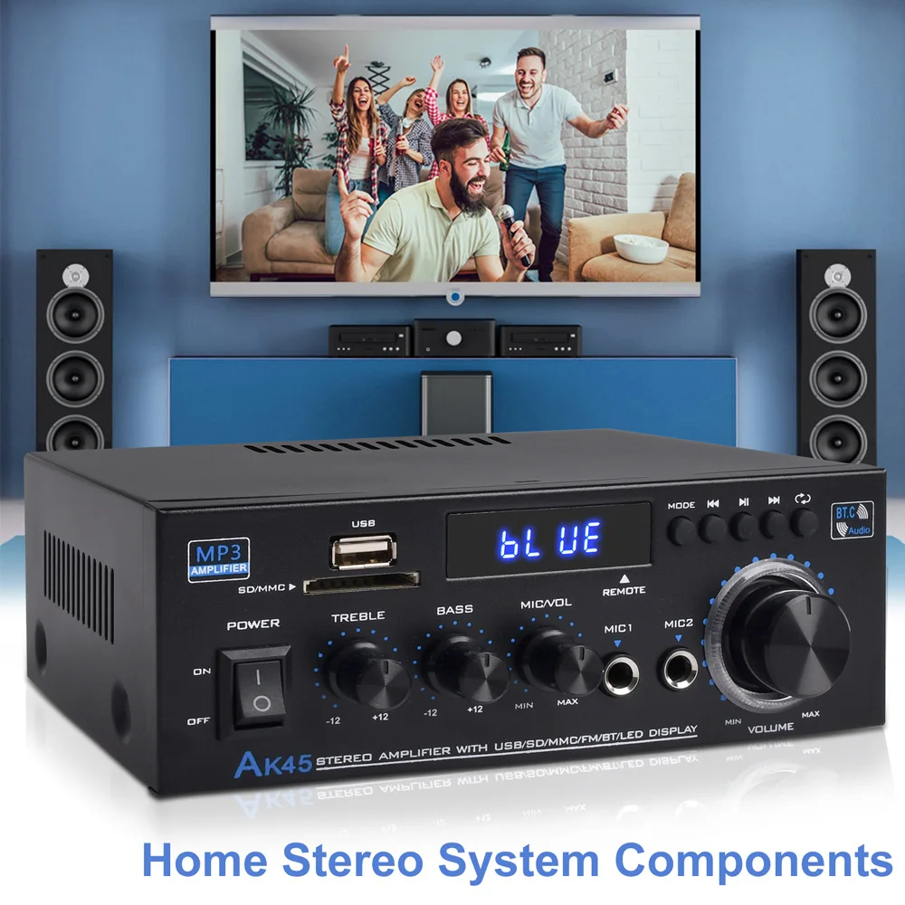 AK45 HiFi цифровой усилитель максимальная мощность 300Wx 2 канала 2.0 Bluetooth объемный звук