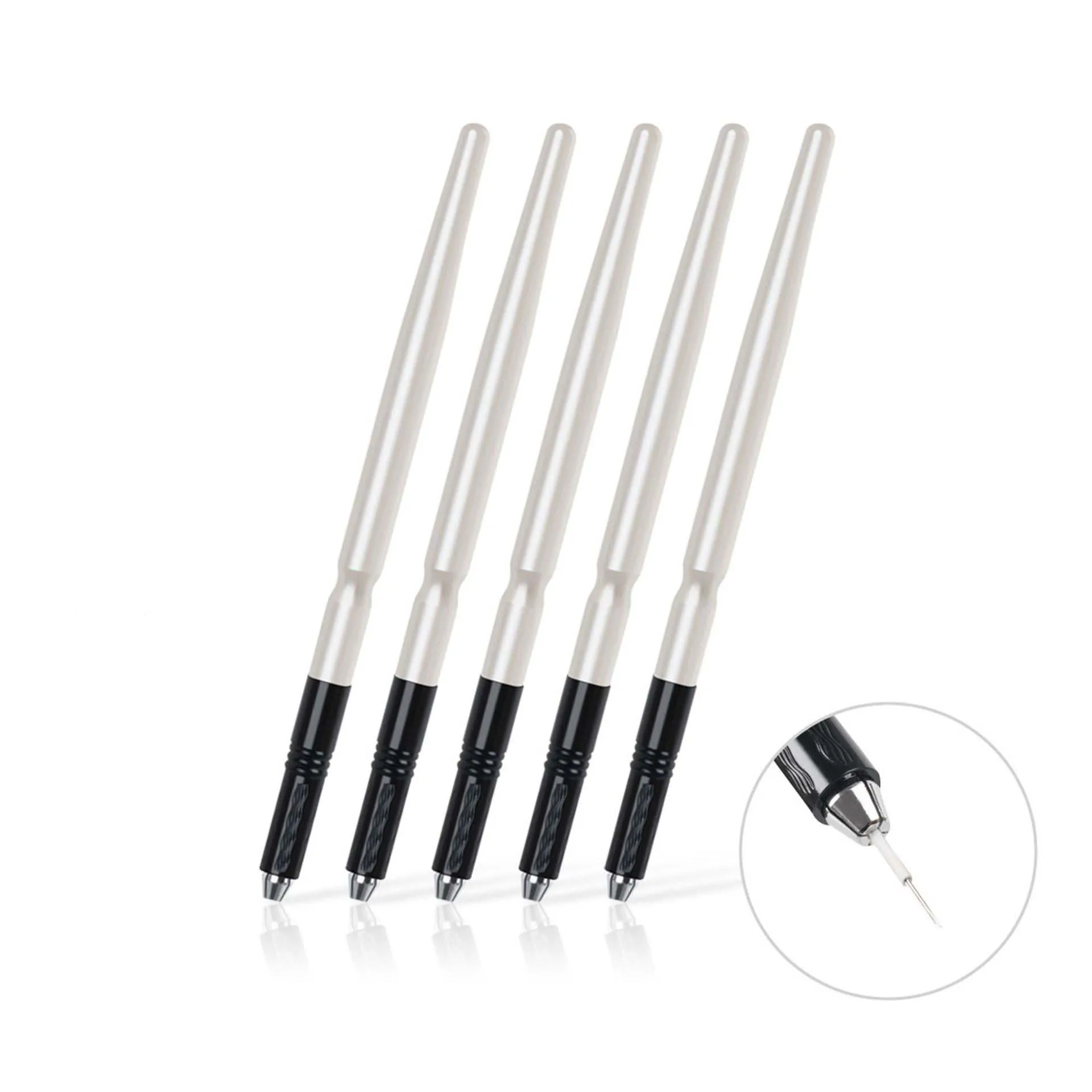 

New Pearl White Light Manual Tattoo Eyebrow Pens For Permanent Makeup Supplies Durable Aluminum Pen With Lock-Pin Tech