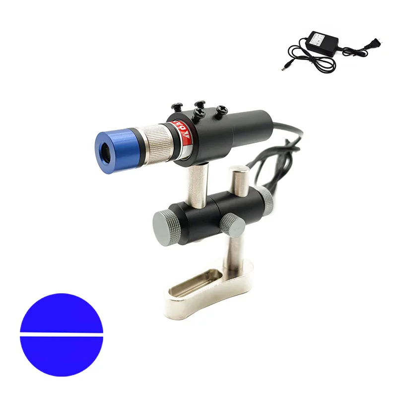 

Compact High Power Adjustable Focusing D18mm 450nm Powell Lens Blue Line Laser Module with Bracket+Power Supply