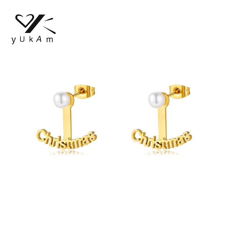 YUKAM Sweet Pearl Earrings Women's Fashion 2022 Customized Stainless Steel Exquisite Gift Creative Girl Free Delivery Items