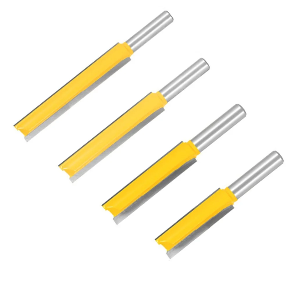 

Power Tools Router Bit 4pcs 8mm Shank Carbide Extra Long Flush Trim Industrial Applications Straight Brand New