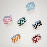 new arrival sweet candy color plaid rings for women girls trend 2022 jewelry gifts resin geometric ring female party night club