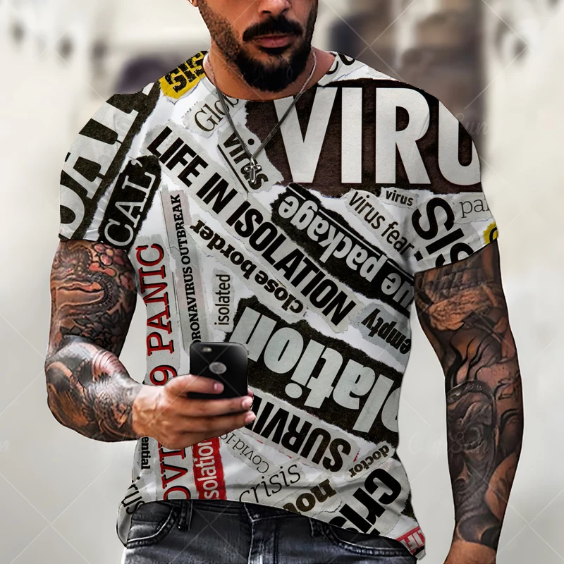 

Funny English Letter Printing T-shirt Men's Summer New O-Neck Short Sleeve Street Fashion Super Top XXS-6XL