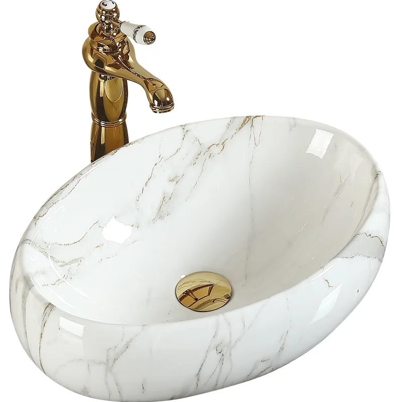 

Italian Carrara Natural Stone Art Bathroom Basin Ceramic Sink, Ceramic Bathroom Vessel Sink White Marble Washbasins Bathroom