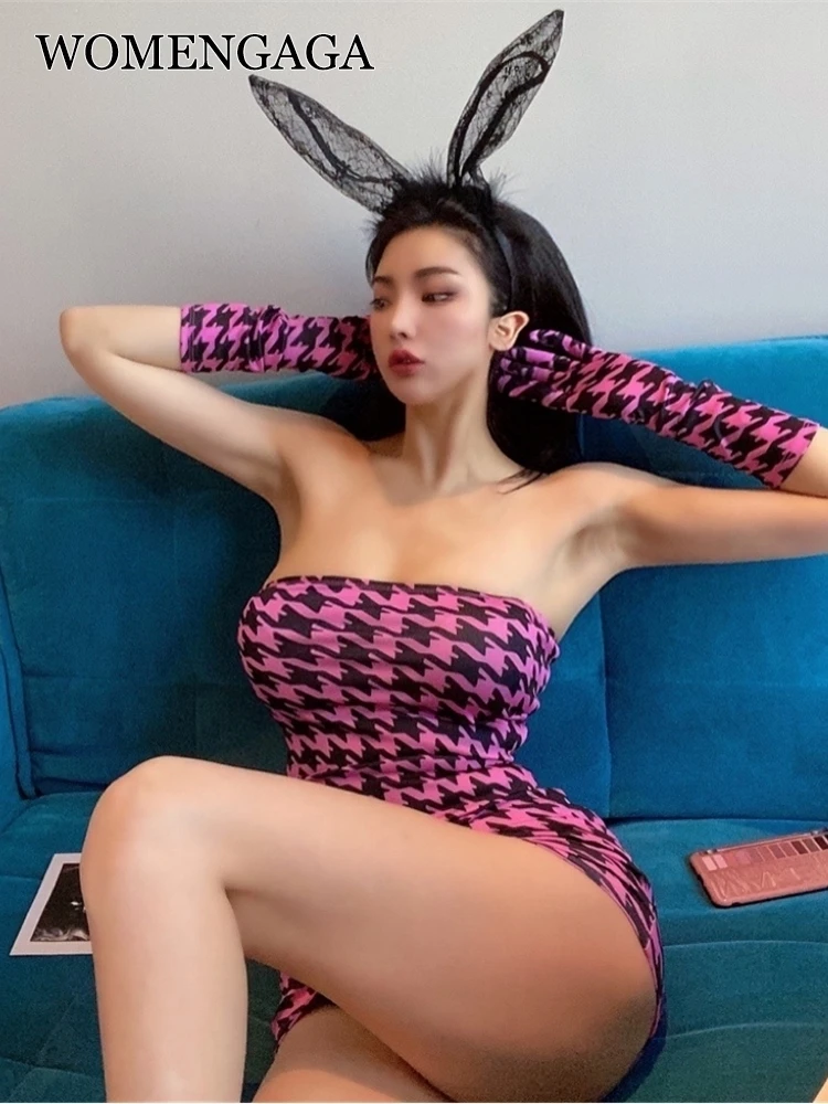 Женские обтягивающие мини-платья в клетку с принтом птиц без бретелек - купить по