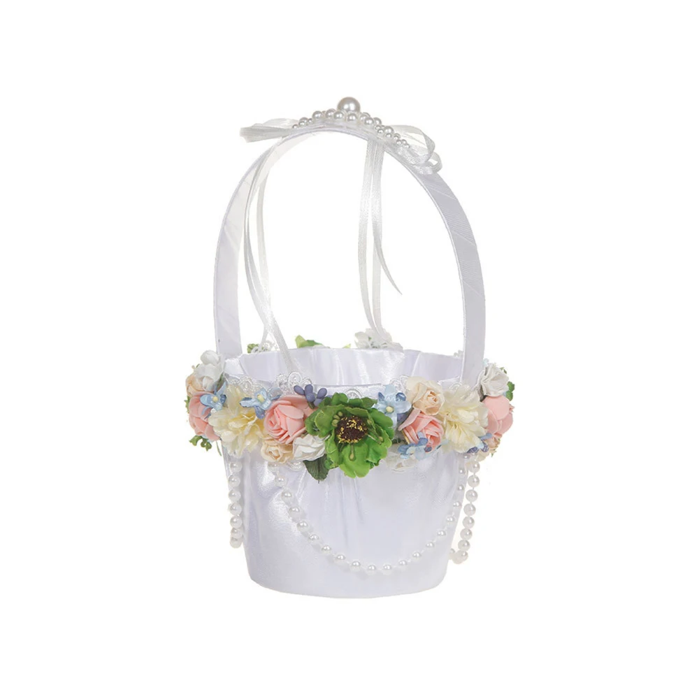 

Цветочная корзина «сделай сам», украшение из жемчуга для детской прочной фотографии, реквизит, элегантные свадебные корзины для девочек, де...