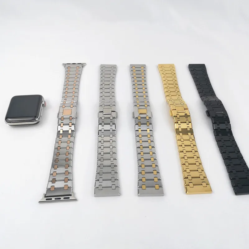 Stainless steel Band for Apple Watch Series 45 44 41 40mm metal strap stainless steel ap metal wristband for iwatch7 6 5 4 3