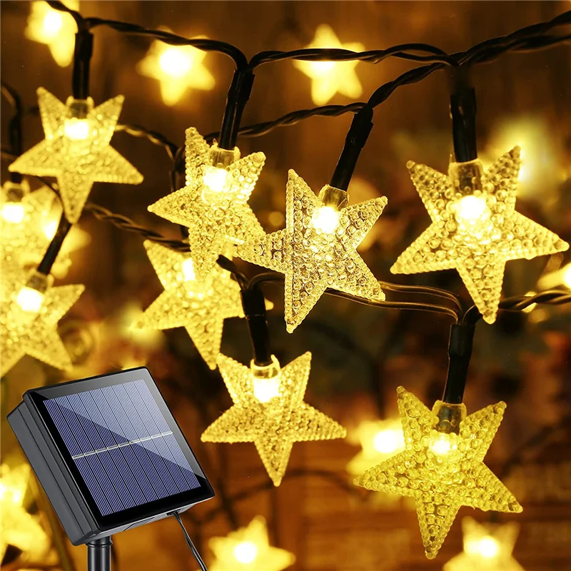 

Solar Star String Lights 8 Modes Solar Powered Twinkle Fairy Lights Waterproof Star Light for Outdoor Gardens Lawn Christmas