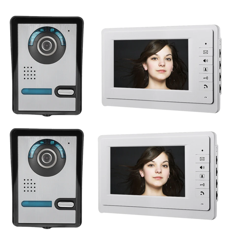 SYSD Video Intercom Doorbell Wired 7 Inch Color Monitor Video Door Phone with IR Night Visionr Camera