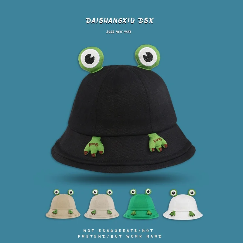 

Frog Baby Kids Hat Cartoon 3D Eyes Kids Bucket Hat Sun Hat 2-7 Years Old