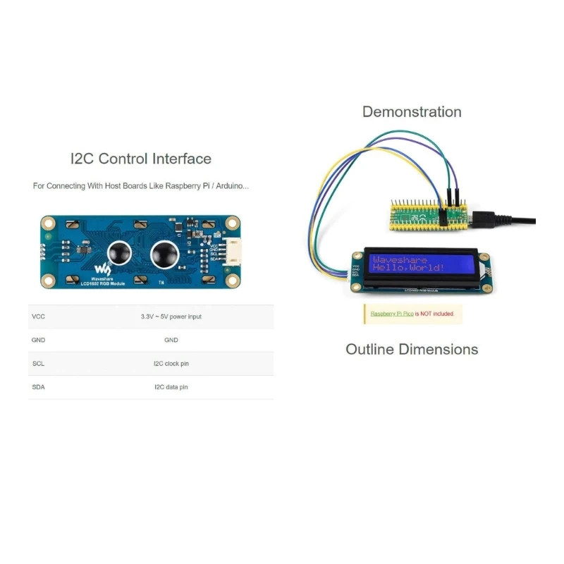 

I2C LCD1602 RGB Module with Adjustable Backlit, Compatible withRaspberryPi